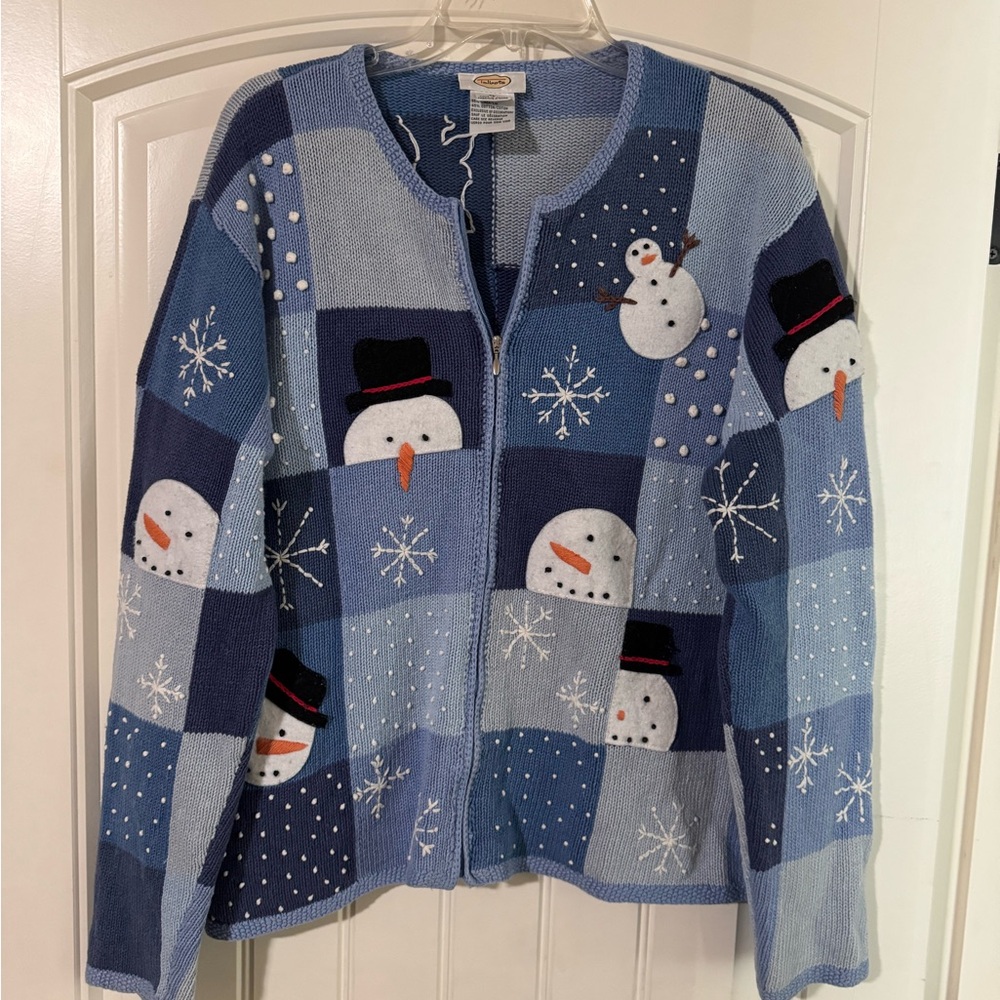 Vintage Talbots Snowman Cardigan Sweater